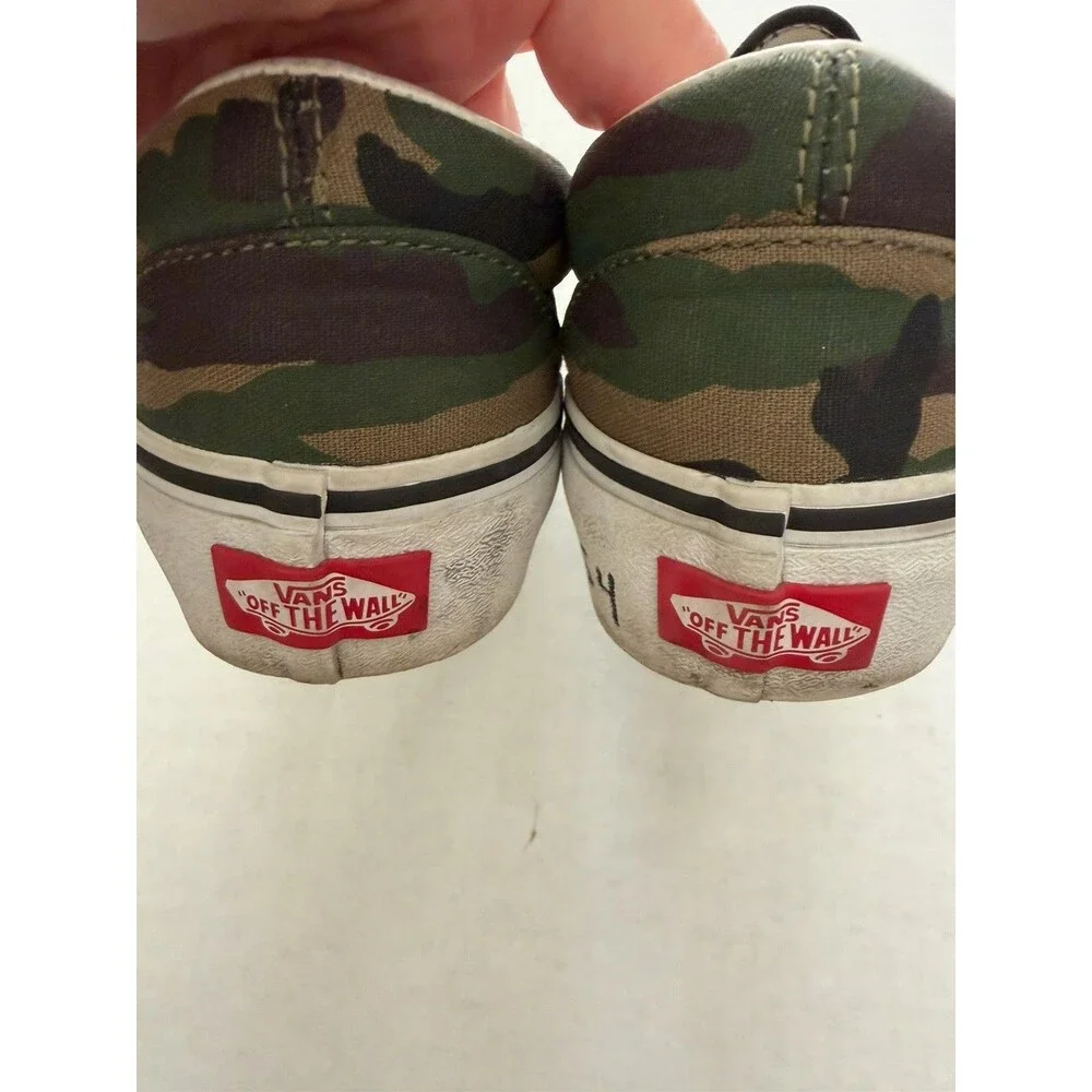 Vans Classic Slip-On Shoes Men 6.0 Women 7.5 Brown Green Black Woodland Camo